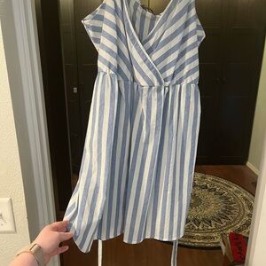 Chic Striped Blue and White Dress